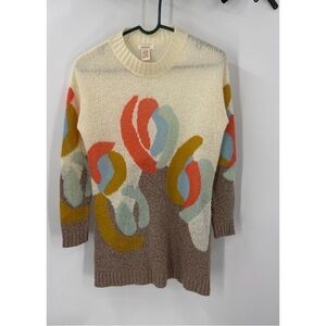 Sundance mohair, cashmere cotton blend abstract, watercolor floral print sweater